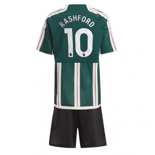 Fotballdrakt Barn Manchester United Marcus Rashford #10 Bortedraktsett 2023-24 Kortermet (+ Korte bukser)